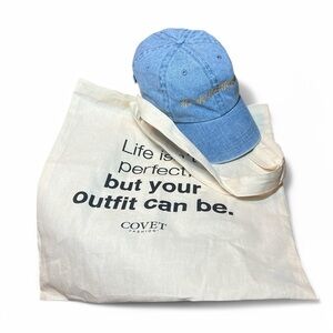 RARE Covet Fashion Game App Merchandise from‎ CovetCon Denim Baseball Cap Tote
